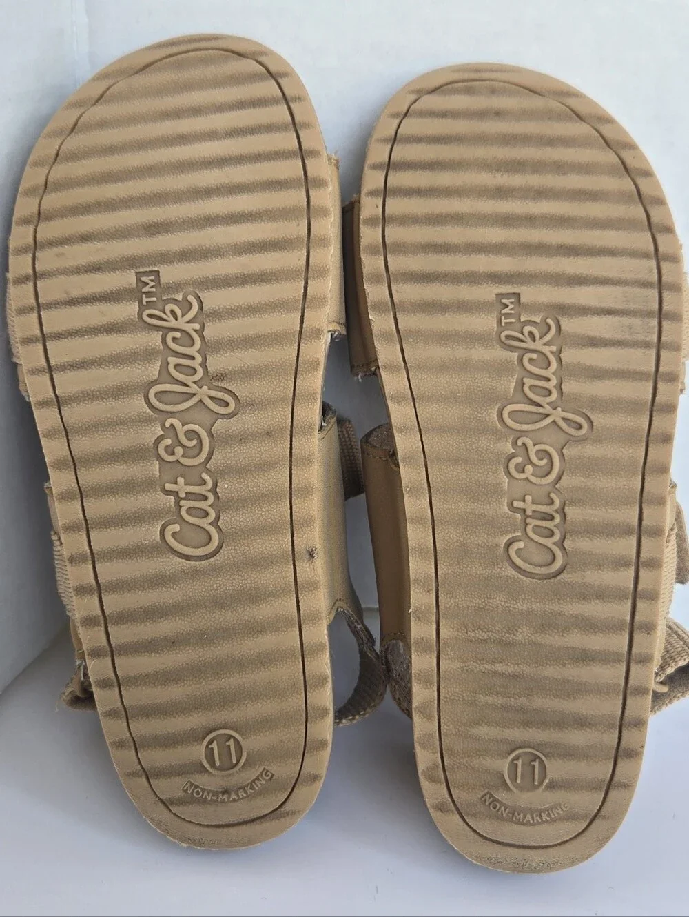 Cat & Jack Unisex Tan Double Strap Toddler Sandals Size 11